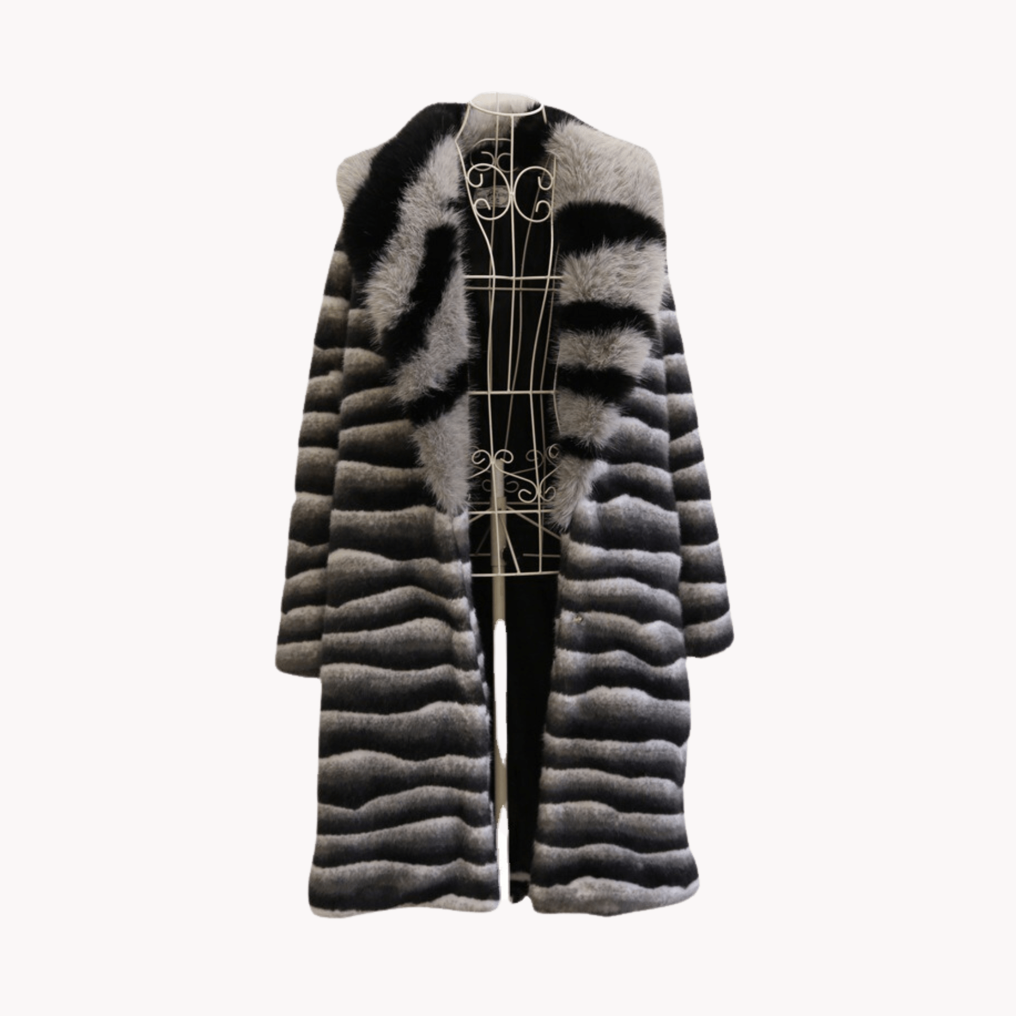 Zebra Stripes Faux Fur Coat - Kelly Obi New York