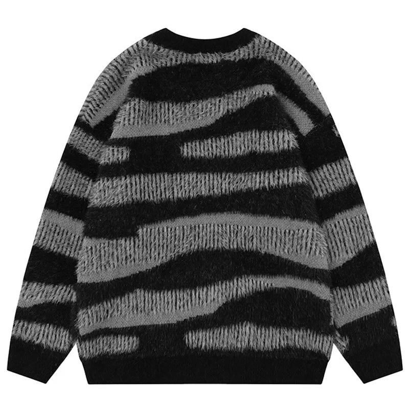 Zebra Stripes Loose Knit Sweater - Kelly Obi New York