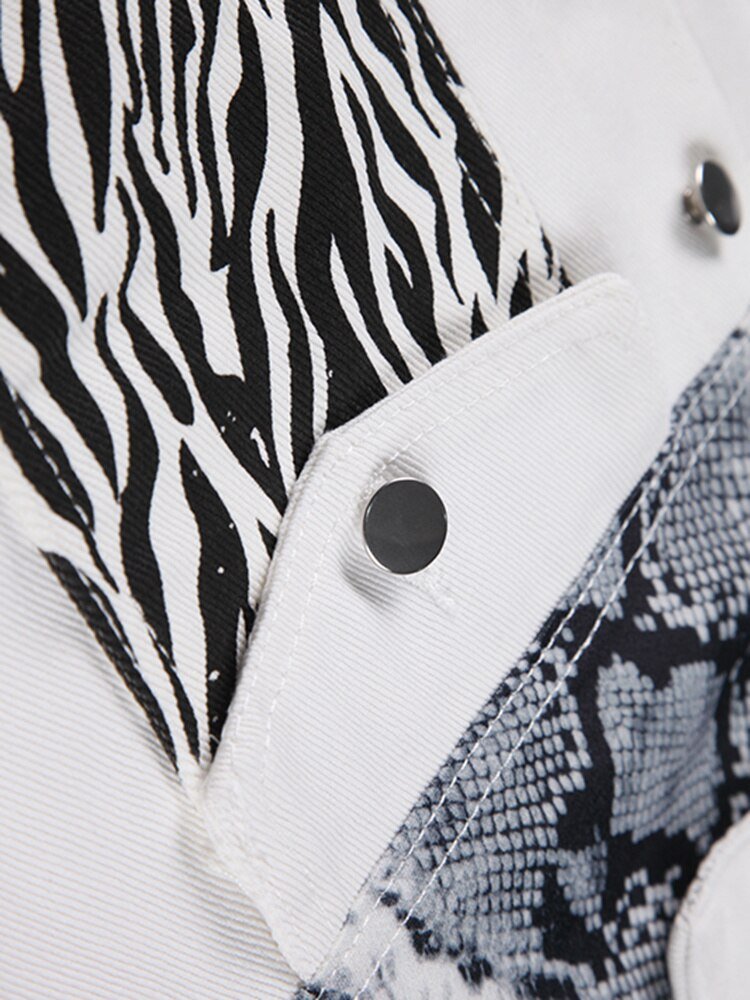 Zebra Stripes Patchwork Denim Jacket - Kelly Obi New York
